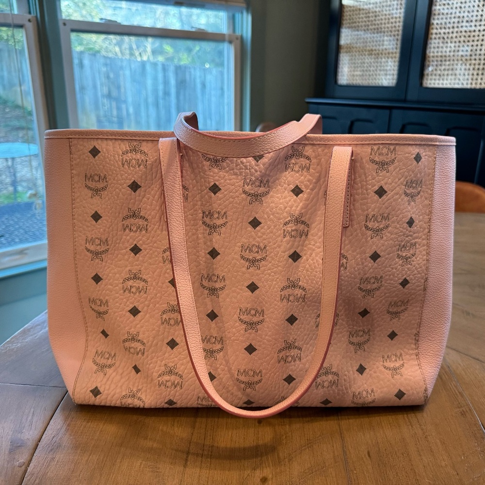 MCM Classic Leather Shopper Tote Bag Powder Pink - Preowned